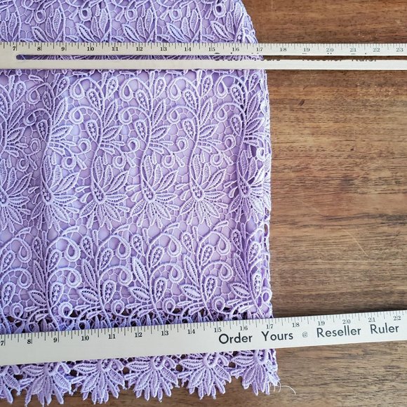 Rubber Ducky Lavender Tatting Lace Sleeveless V Neck Sheath Dress - Picture 9 of 11